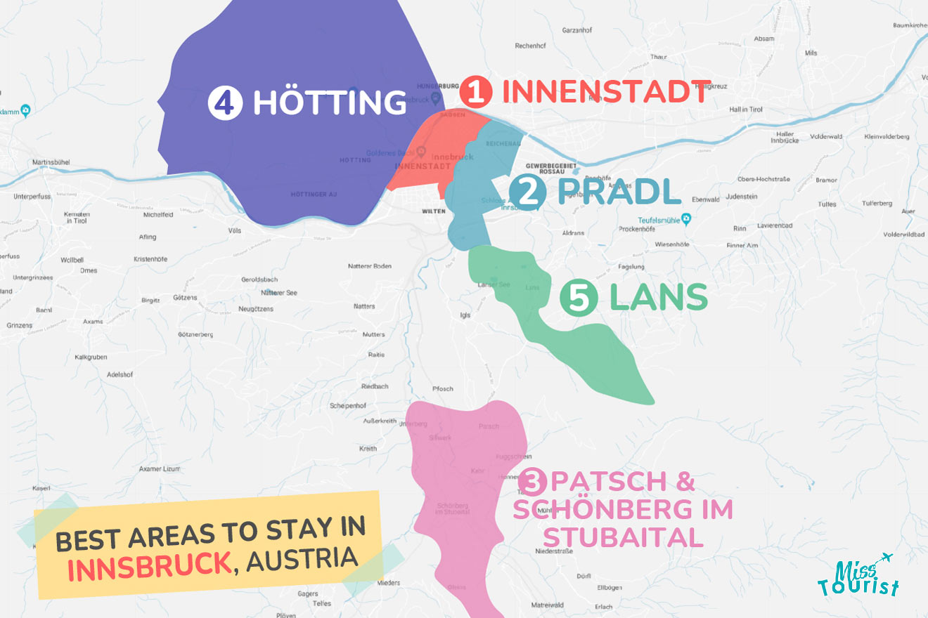 Map of best places to stay Innsbruck